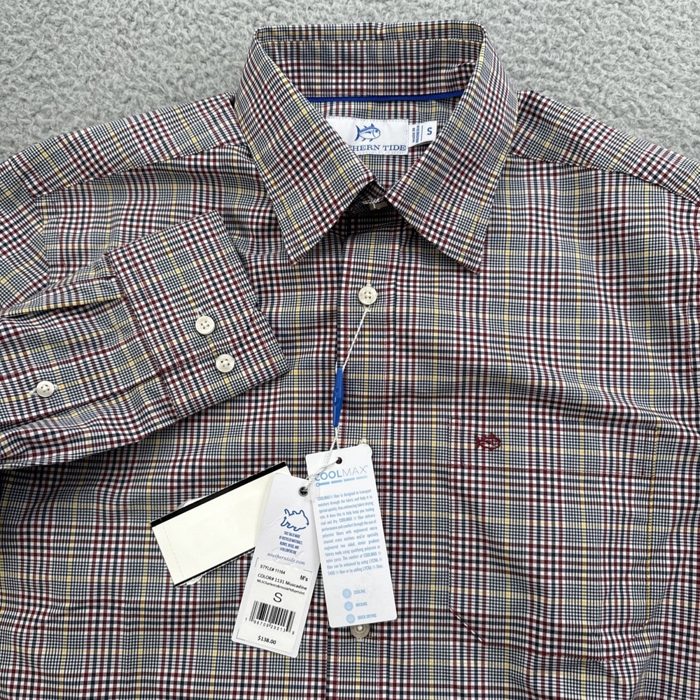 Southern Tide Button-Up Mens Small Muscadine Plaid Charleston Sport Shirt